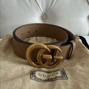 Gucci Marmont Wide Belt- Tan